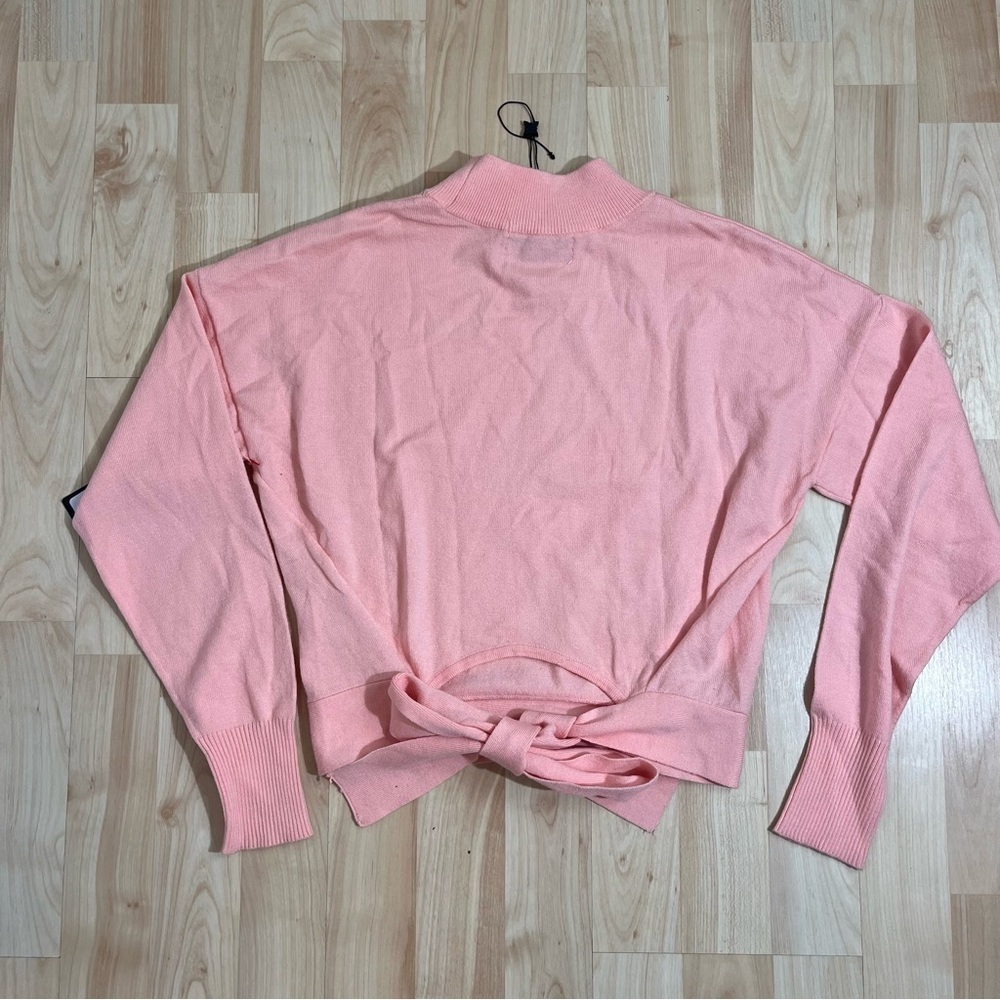 BCBGENERATION Womens New With Tags Pink Long Sleeve Tie Back Top Size Small